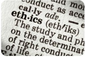 Dictionary definition of the word "ethics", in macro.